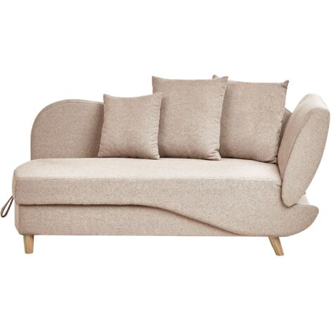 Moderna chaise longue a 2 posti con contenitore Box Throw Cushions in tessuto marrone chiaro Meri II (1/5)