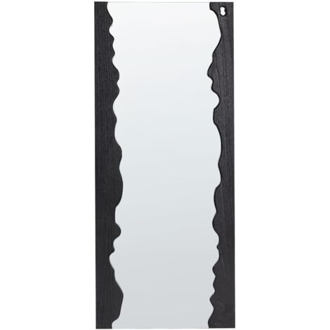 Specchio Da Parete Con Cornice Irregolare Nera 82x46 Cm - Design A Goccia, MDF, Per Ingresso, Soggiorno, Camera