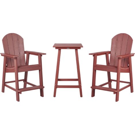 Set Bistrot Pieghevole Per Esterni 3 Pezzi - Tavolo E 2 Sedie Per Balcone, Giardino, Cortile - Colore Rosso - Foto 12