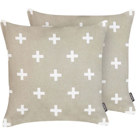 Set di 2 cuscini decorativi in cotone tortora 35 x 50 cm Velleia (1/5)
