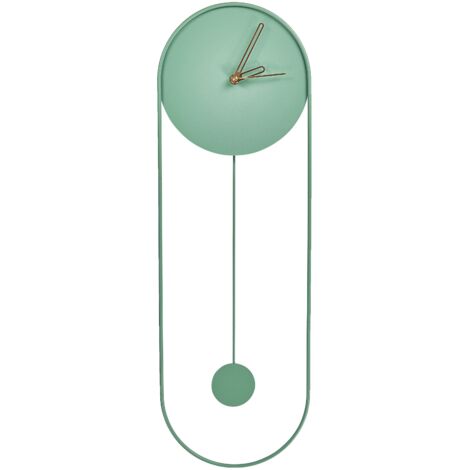 Orologio da parete 20 x 62 cm Design moderno con pendolo decorativo senza numeri Acciaio verde chiaro Salvan