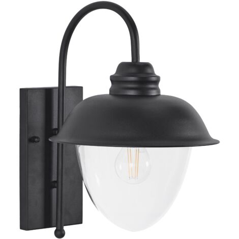 Lampada da parete moderna per esterni Lampada a stelo in metallo ferro vetro nero opaco Banka (1/5)