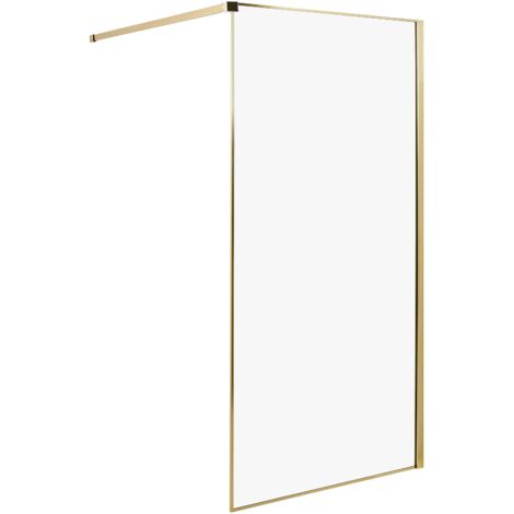 Schermo doccia bagno in vetro temperato senza ante 100 x 190 cm Oro Waspam