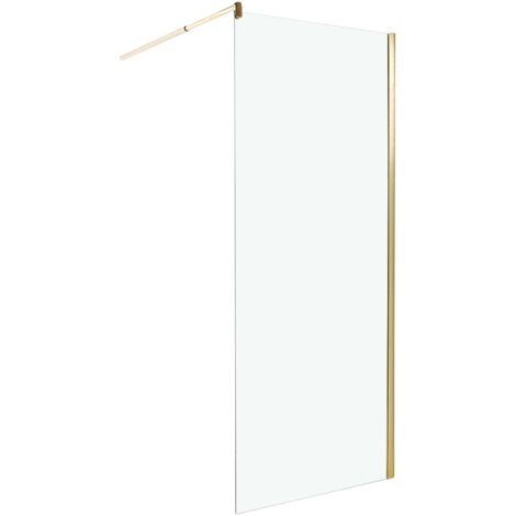 Box Doccia in Vetro Temperato Divisorio Senza Porta oro 80 x 190 cm Ahaus