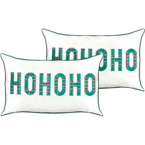 Set di 2 cuscini sparsi in tessuto di poliestere con motivo natalizio 30 x 50 cm Bianco Joycandy (1/5)