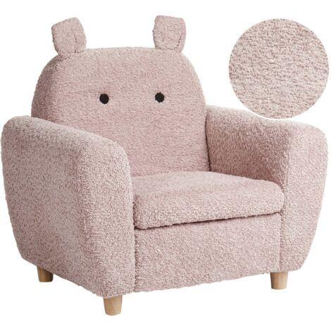 Divano Bambini In Peluche - Poltrona Ergonomica Con Schienale, Per 3-5 Anni, Rosa O Grigio