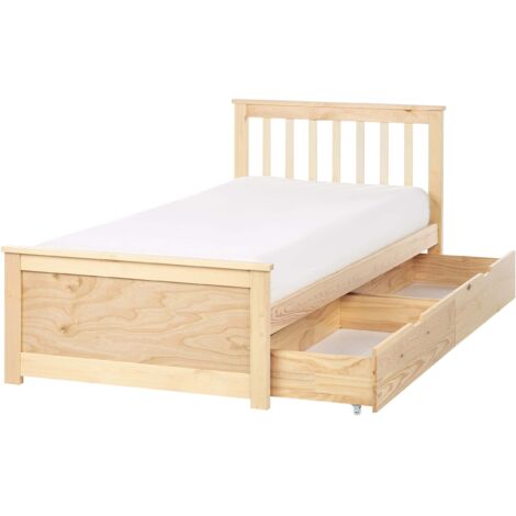 Lettino Per Bambini Con Cassetti 90x200 Cm – Legno Pino Massello E MDF, Doghe Incluse, Design Con Contenitore