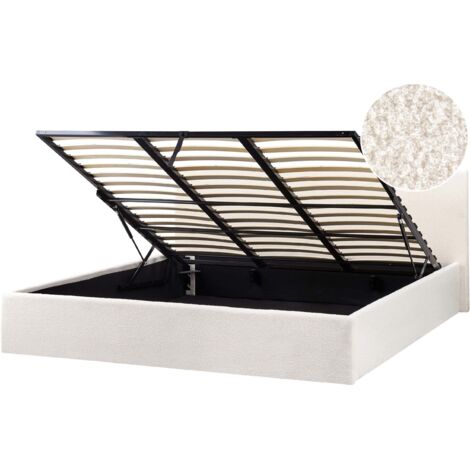 DULRLLY Struttura letto galleggiante king size con luci a LED, struttura letto a piattaforma senza testiera, stoccaggio idraulico, senza bisogno di molle, fondazione materasso, PU beige (nero