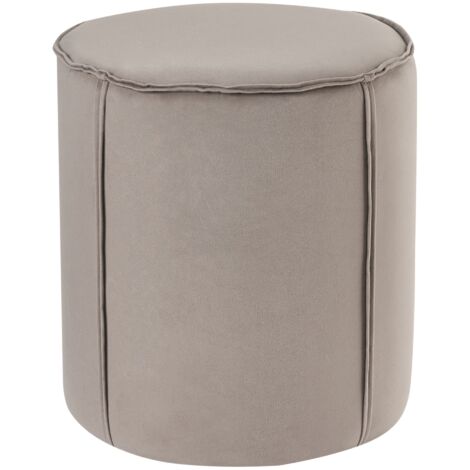 Pouf poggiapiedi moderno rotondo in tessuto vellutato per la camera da letto e il soggiorno Taupe Sedona (1/5)