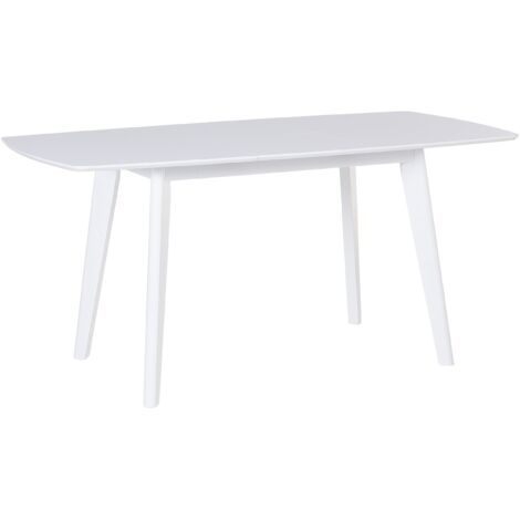 Tavolo da Pranzo Allungabile Bianco con Gambe in Legno 120-160 x 80 cm Sanford (1/5)