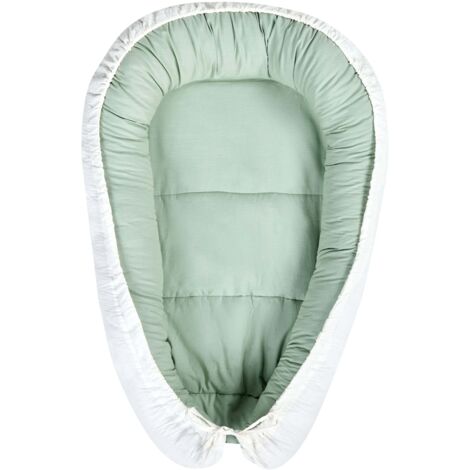Lettino in cotone per neonati 55 x 90 cm reversibile verde chiaro e bianco Ereb