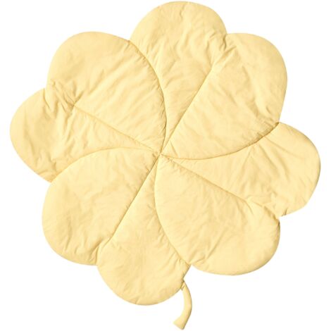Tappeto moderno per bambini a forma di trifoglio trapuntato in cotone 110 x 110 cm Accessorio per la cameretta Giallo Acadine (1/5)