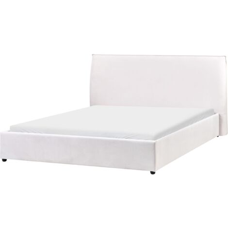Letto imbottito 140x190 con testiera a orecchio, contenitore idraulico, tessuto in flanella grigio, design moderno | Leroy Merlin