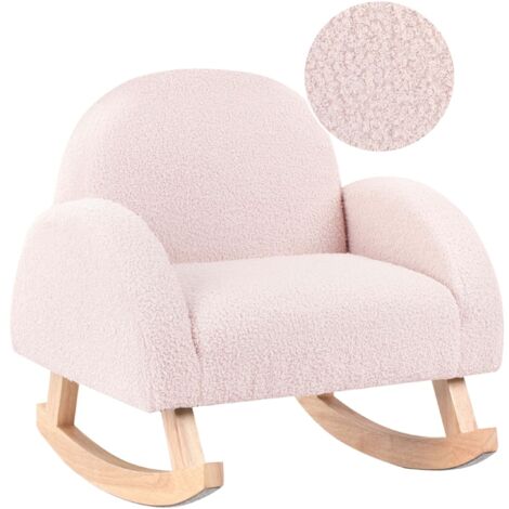 Sedia a dondolo per bambini in legno rosa pastello Hug