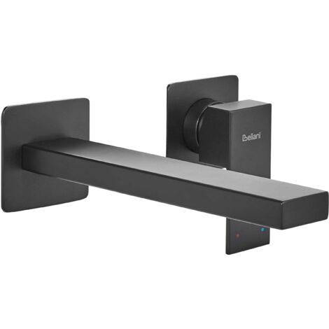 Rubinetto miscelatore a parete monocomando per lavabo in ottone con finitura nero KARUAY (1/5)