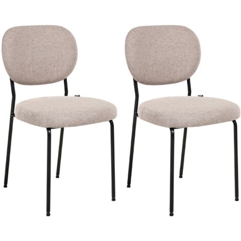 Set Di 4 Sedie Da Pranzo Imbottite In Tessuto Color Caffè Con Gambe In Metallo Nero | Sedie Senza Braccioli Ergonomiche Per Cucina, Soggiorno E Ristorante - 3