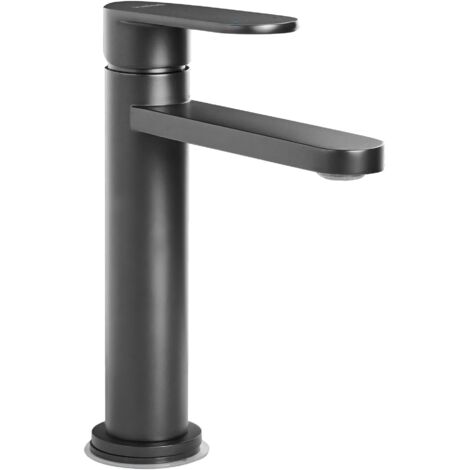 Rubinetto per bagno nero opaco, rubinetto per vasca, rubinetto alto, con gruppo di scarico pop-up, maniglia singola, foro singolo, lavabo, montaggio