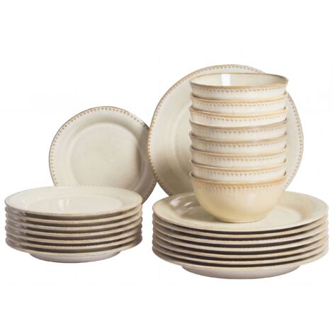 Set Stoviglie In Gres Prairie 12 Pezzi - Marrone/Nero - 4 Piatti Piani, 4 Dessert, 4 Fondi