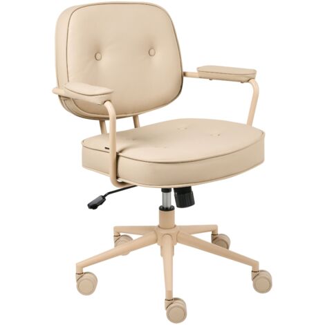 Sedia da ufficio in tessuto beige con struttura in metallo Paramus