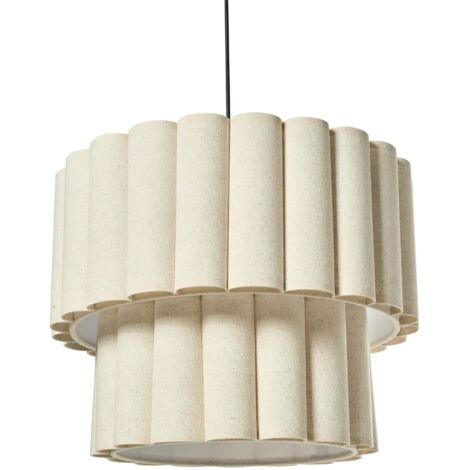 Lampadario con paralume in tessuto di lino nero opaco beige chiaro Belessa