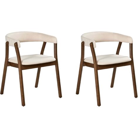 Set di 2 sedie da pranzo in stile tradizionale Seduta imbottita Marrone scuro e bianco sporco Mylo (1/5)