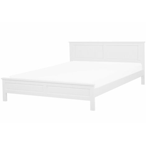 Letto in Legno Bianco con Rete a Doghe e Testiera Alta 180 x 200 cm Olivet (1/5)
