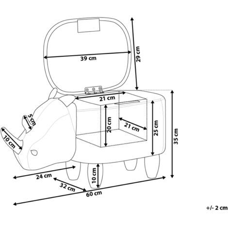 Pouf A Forma Di Rinoceronte In Ecopelle - Seduta, Contenitore O Elemento Decorativo, Gambe In Legno