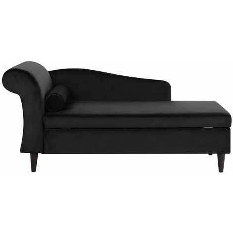 Chaise longue in velluto nero Luiro