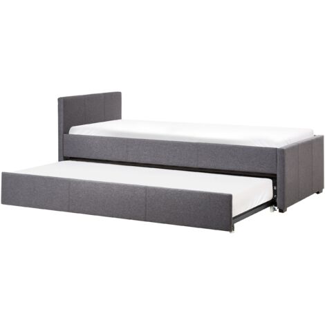 Divano Letto Estraibile in Tessuto Grigio Scuro Rete a Doghe 90 x 200 cm Marmande