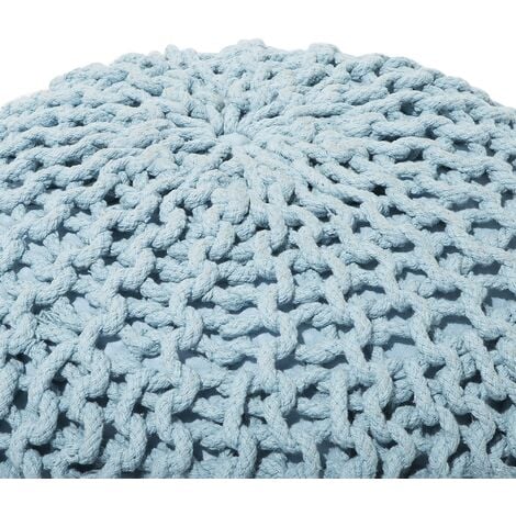 Pouf cotone bianco e blu 50 x 35 cm CONRAD