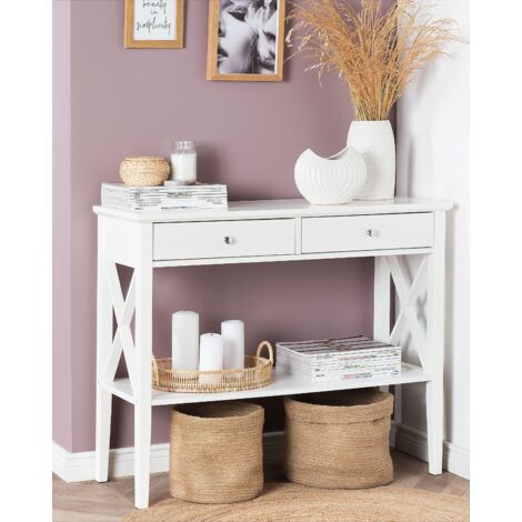 Tavolo Consolle CAMPO In Stile Messico, Pino Massiccio Bianco E Marrone | 53x73x32 Cm, Con 1 Cassetto E Ripiano | Mobile Da Ingresso O Soggiorno, Consegna In Kit Di Montaggio