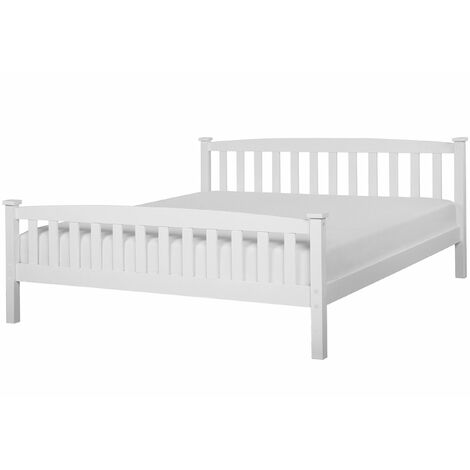 Letto in Legno Bianco con Rete a Doghe Design Classico 180 x 200 cm Giverny (1/5)