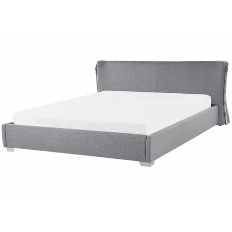 Letto bianco con gambe marrone chiaro e rete a doghe 160 x 200 cm MAURS 