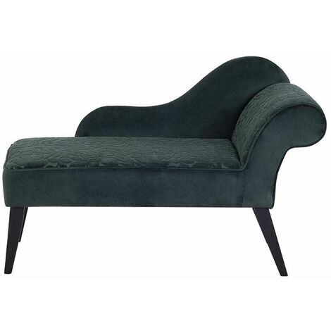 Chaise Longue in Velluto Verde Scuro Fantasia a Foglie Versione Destra Biarritz
