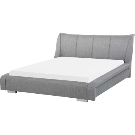 Letto Imbottito Grigio con Rete a Doghe Cuciture Decorative 180 x 200 cm Nantes (1/5)