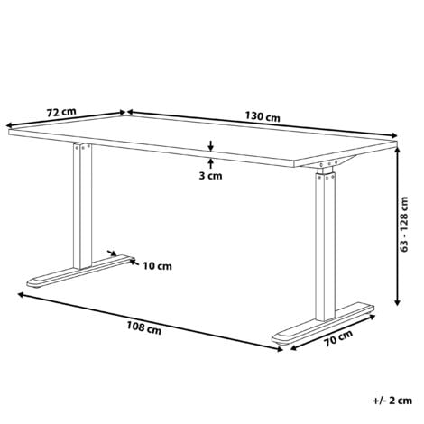 Scrivania elettrica regolabile bianco-nero 130 x 72 cm DESTIN II