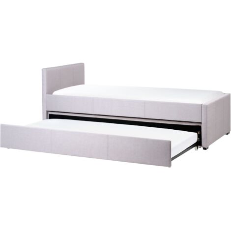 Divano Letto Estraibile in Tessuto Grigio Chiaro Rete a Doghe 90 x 200 cm Marmande