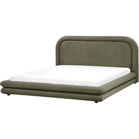 Letto matrimoniale ad acqua imbottito in tessuto verde con testiera e box spring 180 x 200 cm Lavardens (1/5)