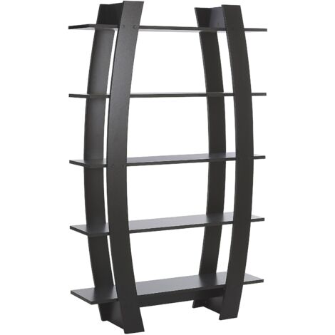 YAHARBO Libreria Moderna A 3 Livelli – Scaffale Aperto In Legno Nero Con Gambe, 80x24x110 Cm