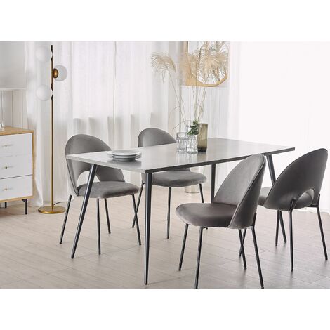 Tavolo da Pranzo Piano Effetto Cemento e Gambe in Metallo Nero 160 x 80 cm  Santiago