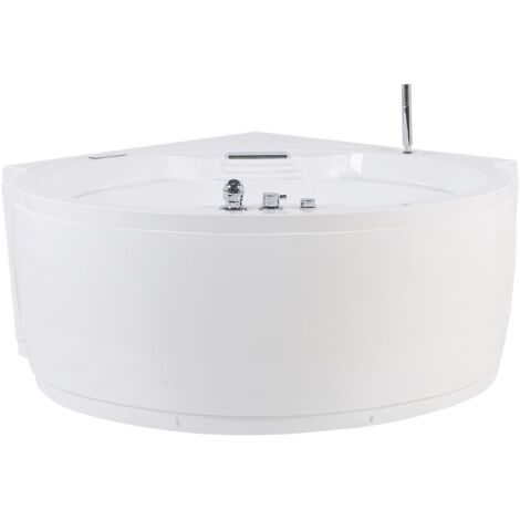 Vasca Idromassaggio Angolare Rotonda in Acrilico Bianco e Luci LED Milano
