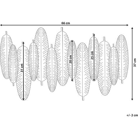 Decorazione da Parete Foglie Metallo Oro e Argento Moderne 66 x 37
