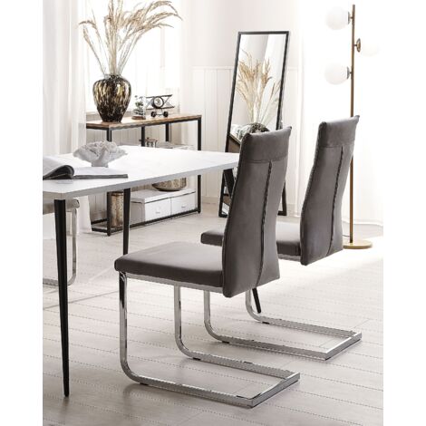 Set Di 2 Sedie Da Pranzo Moderne CHITA In Metallo Con Certificazione FSC - Colore Grigio Chiaro, Struttura In Ferro, Cuscino Imbottito - 4