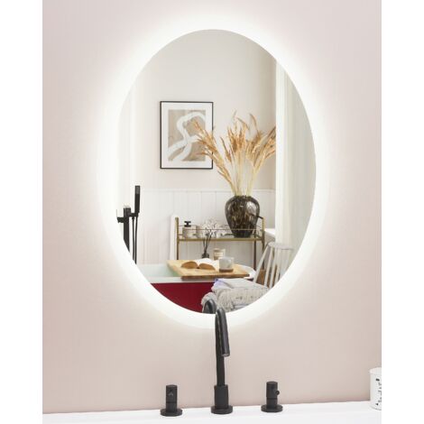 Specchio da Bagno a Parete Ovale con Illuminazione LED 60 x 80 cm Viriat