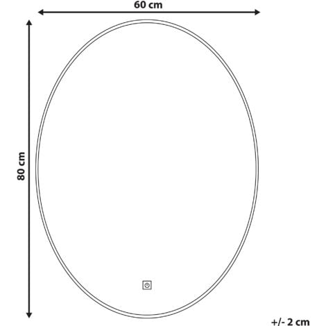 Specchio da Bagno a Parete Ovale con Illuminazione LED 60 x 80 cm Mazille