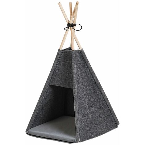 Tenda per Cani e Gatti in Feltro Grigio Scuro con Imbottitura 35 x 40 cm Ulubey (1/5)