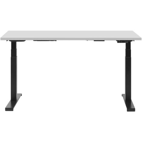 Scrivania elettrica regolabile angolare destra 160 x 110 cm legno scuro e  nero DESTIN II