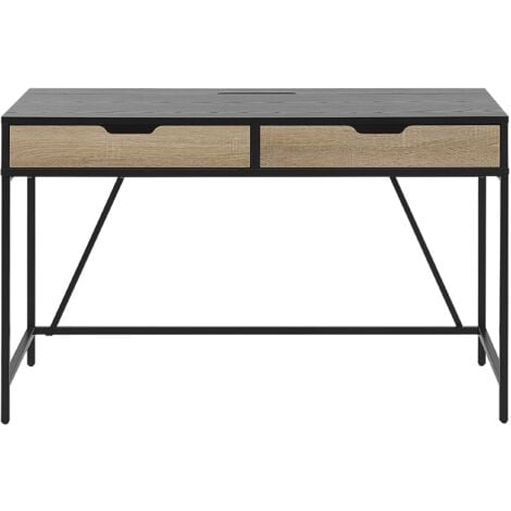 Scrivania Minimalista 2 Cassetti Piano in Legno 120 x 60 cm Jena