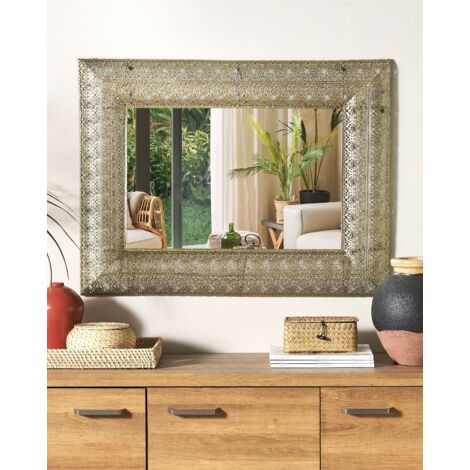 Specchio Da Parete Muzilife 90x60 Cm Con Cornice In Metallo, Vetro HD 5mm, Per Camera, Bagno, Ingresso