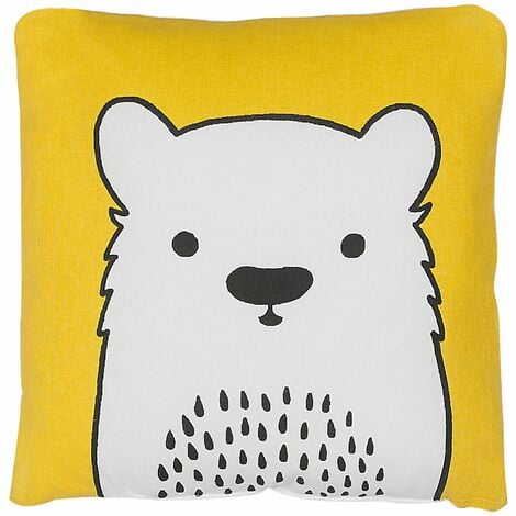 Cuscino per Bambini con Stampa di Orso 45 x 45 cm Giallo Waranasi